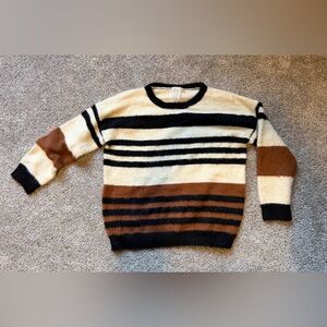 Sadie & Sage Striped Black, Brown, and Cream Women’s Sweater
